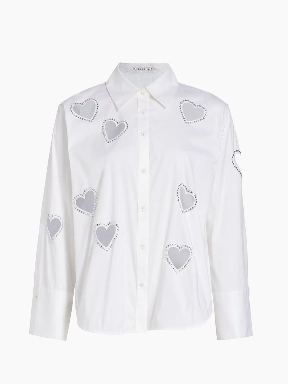 Alice + Olivia White Button-Down Shirt with Heart Cutouts - Picture 3 of 7